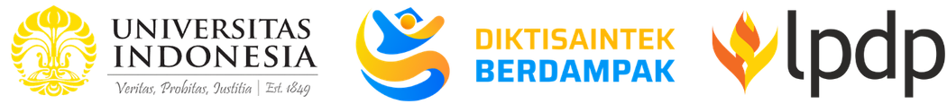 Logo Universitas Indonesia, Diktisaintek Berdampak, dan LPDP